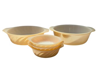 Vtg Anchor Hocking Fire King Peach Luster Casserole Dishes