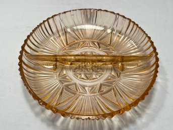Vtg Pink Depression Glass Divided Relish Dish