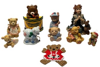 10 Pc Assorted Bear Knick Knack Lot