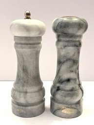 White And Grey Marble Salt And Pepper Grinder Set