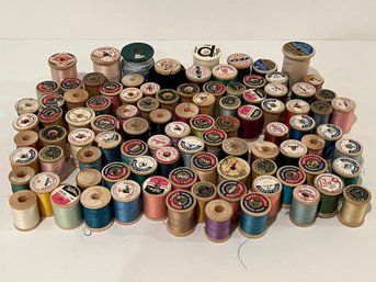 Large Vtg Wooden Thread Spools Lot