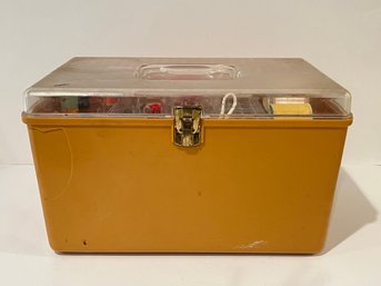 Filled Vtg Plastic Sewing Box
