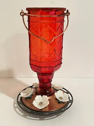 More Birds Red Glass Hummingbird Feeder