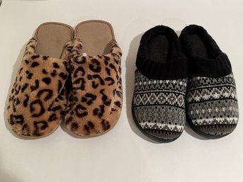 2 Pairs Of Womens Slippers