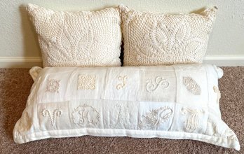 3 Pc Creme Colored Decor Pillow Lot