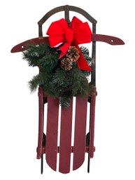 Decorative Wooden And Metal Holiday Sled
