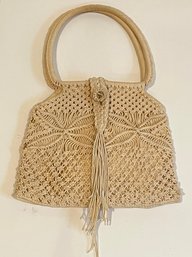 Vtg Handmade Macrame Handbag