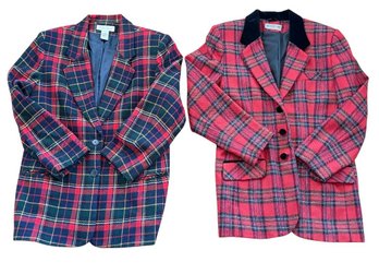 2 Plaid Womens Blazers Size 12