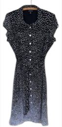 Voir Voir Knee Length Button Down Polka Dot Dress