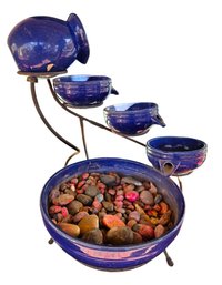 21' Blue Ceramic Cascade Water Fountain