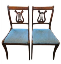 2 Vtg Duncan Phyfe Style Lyre Back Chairs
