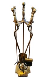 Vtg Brass Fireplace Tool Set