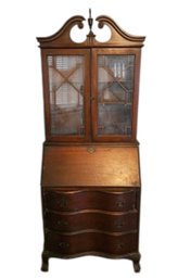 Vtg Antique Chippendale Style Mahogany Secretary Desk