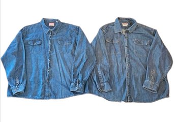 2 Wrangler Denim Shirts Men's Size 3XL