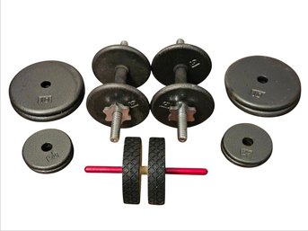 Dumbell Weight Set And Exercise Ab Wheel