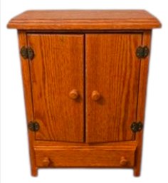 Vtg Doll Size Wood Wardrobe Cabinet