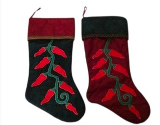 2 Chili Pepper Themed Christmas Stockings
