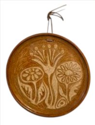 13' Vtg MCM Decorative Glazed Pottery Wall Plate