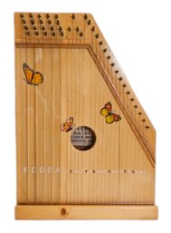 Vtg 1999 Allen Meier Wood Lap Harp With Butterfly Decals