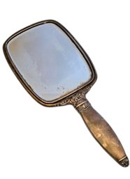 Vtg Antique Ornate Metal Hand Held Vanity Mirror