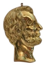 Vtg MCM Style Brass Abraham Lincoln Wall Plaque