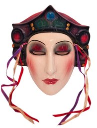 Vtg 1980's Clay Art Elegant Lady Ceramic Wall Mask