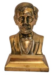 Vtg Brass Tone Bust Of Abraham Lincoln