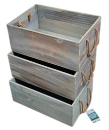 NEW 3 Large Ashland Wooden Storage Crates