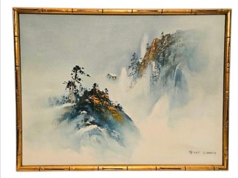 Vtg Chinese Landscape Framed Oil Painting Signed