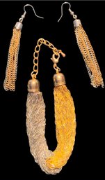 Multi Tonal Mesh Bracelet And Matching Earrings