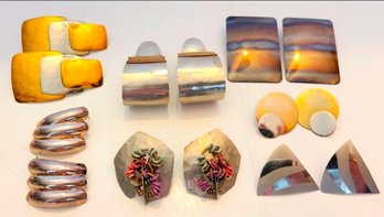 Vtg Silvertone Abstract Earrings X 7