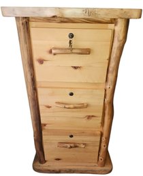 Rustic Cabin Cedar Log Locking File Cabinet