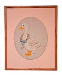 Vtg Janlynn French Country Madame Goose Framed Cross Stitch