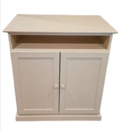 White Wood Two Door Storage Cabinet TV Stand