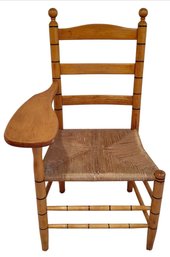 Antique Wooden Ladder-back Chair With A Rush Seat