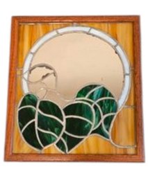 Vtg Stained Glass Mirror 16x18
