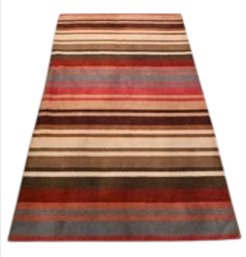 8x5 Colorful Striped Handwoven Wool Area Rug #1