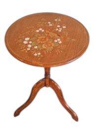 Vtg Antique Painted Tilt Top Round Wood Table