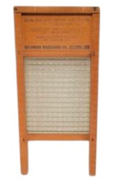 Vtg Wood And Glass Washboard By Columbus Washboard Co