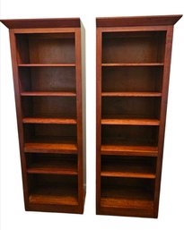 Two Ethan Allen 6 Tier Wood Bookcases