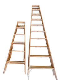 2 Vintage Wooden Step Ladders