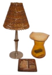 3 Piece Amber Decor Lot