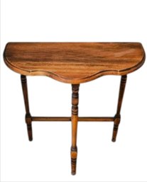 Small Vtg Wooden Half Moon Accent Table
