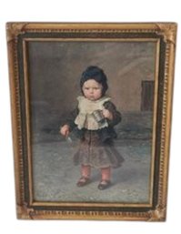 Vtg 'My Cup Is Empty' By Ludwig Knaus Framed Art Print