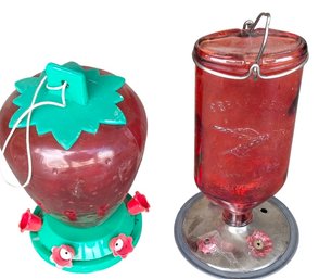 Two Decorative Hummingbird Feeders
