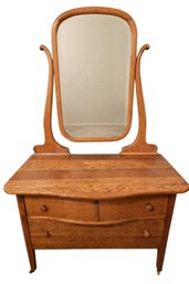 Antique Tiger Oak Princess Dresser Parlor Vanity