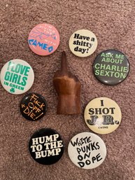 Vulgar Leaning Buttons And Figure