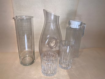 Crystal And Glass Pitcher Lot
