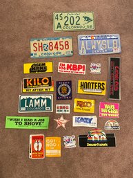 Lot Of License Plates And Bumper Stickers