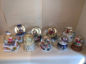 Assorted Holiday Santa Music Box Snow Globes